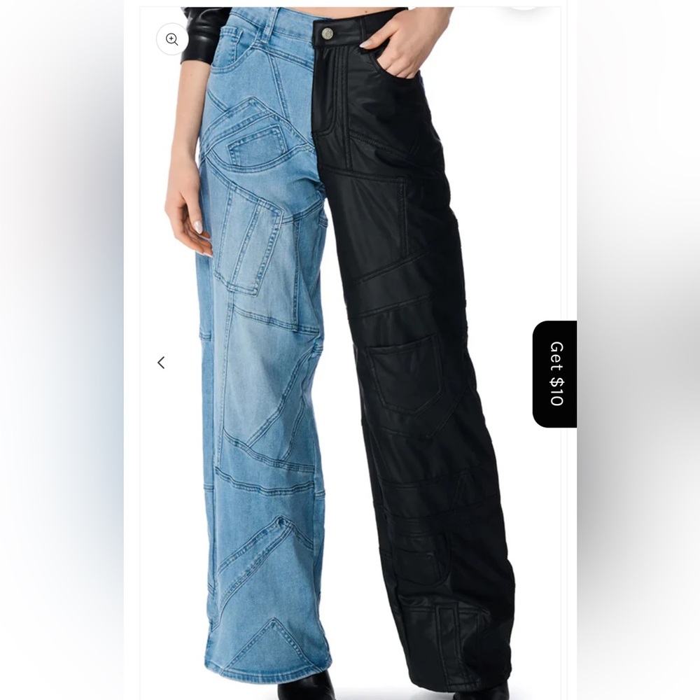Chic Black and Blue Patchwork Women's Flare Jeans